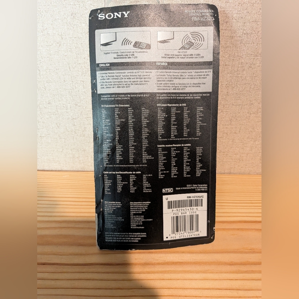 Sony Black Universal Remote Control with White Buttons - Picture 3 of 3